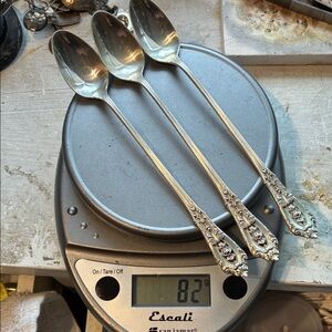 Wallace Rose Point Sterling Silver Ice Tea Spoons (3)